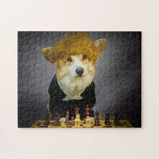 Corgi Chess Player Puzzle Legpuzzel (Horizontaal)