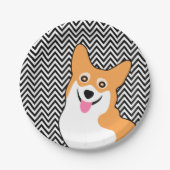 Corgi Chic Chevron Papieren Bordje (Voorkant)