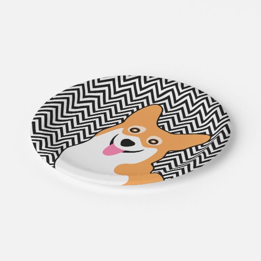 Corgi Chic Chevron Papieren Bordje (Gekanteld)