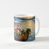 Corgi Christmas Boat Holiday Koffiemok (Voorkant rechts)