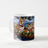 Corgi Christmas Boat Holiday Koffiemok (Voorkant links)