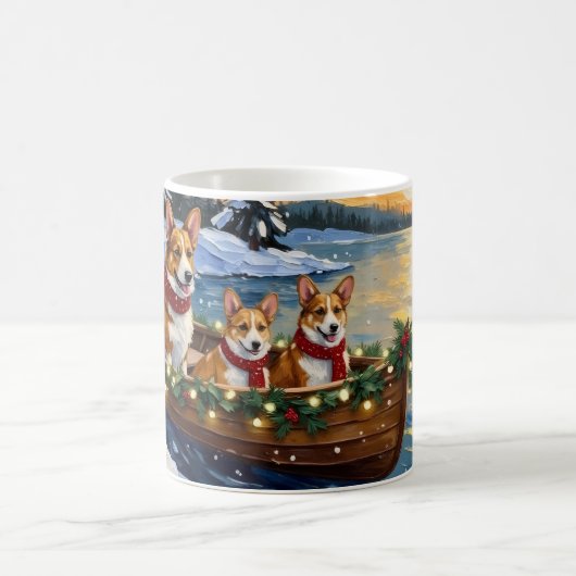 Corgi Christmas Boat Holiday Koffiemok (Center)