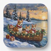 Corgi Christmas Boat Holiday Papieren Bordje (Voorkant)