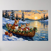 Corgi Christmas Boat Holiday Poster (Voorkant)