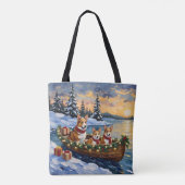 Corgi Christmas Boat Holiday Tote Bag (Achterkant)