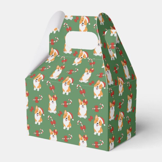 Corgi Christmas Candy Cane Pattern Bedankdoosjes (Voorkant Zijde)