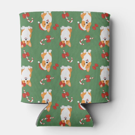 Corgi Christmas Candy Cane Pattern Blikjeskoeler (Achterkant)