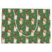 Corgi Christmas Candy Cane Pattern Groot Cadeauzakje (Achterkant)