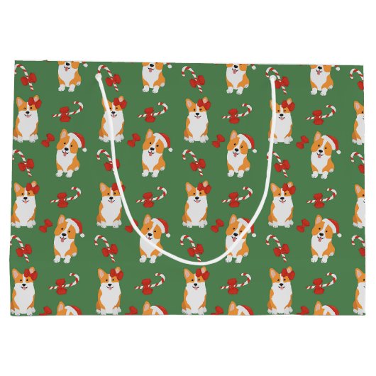 Corgi Christmas Candy Cane Pattern Groot Cadeauzakje (Achterkant)