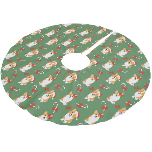 Corgi Christmas Candy Cane Pattern Kerstboom Rok (Gekanteld)