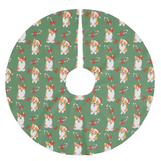 Corgi Christmas Candy Cane Pattern Kerstboom Rok (Voorkant)
