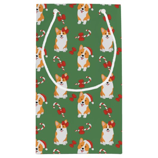 Corgi Christmas Candy Cane Pattern Klein Cadeauzakje (Achterkant)