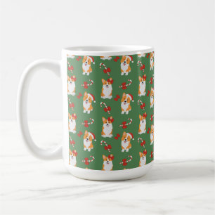 Corgi Christmas Candy Cane Pattern Koffiemok