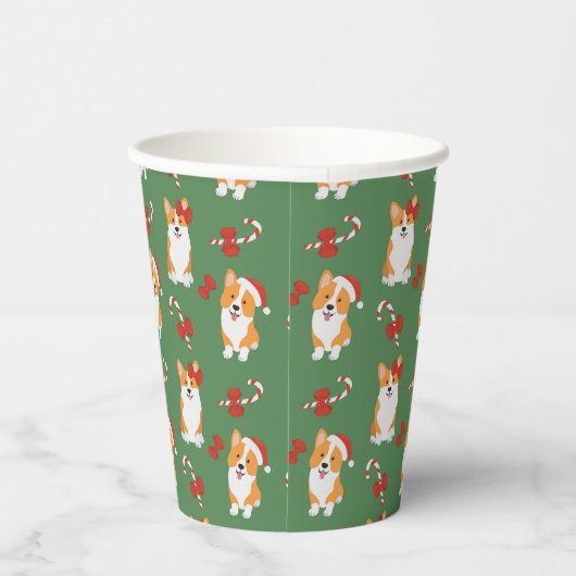 Corgi Christmas Candy Cane Pattern Papieren Bekers (Rechts)