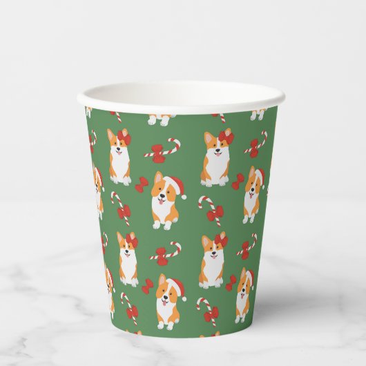 Corgi Christmas Candy Cane Pattern Papieren Bekers (Voorkant)