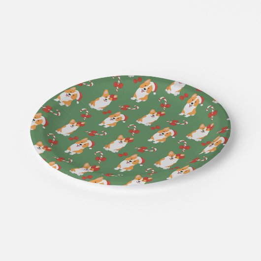 Corgi Christmas Candy Cane Pattern Papieren Bordje (Gekanteld)