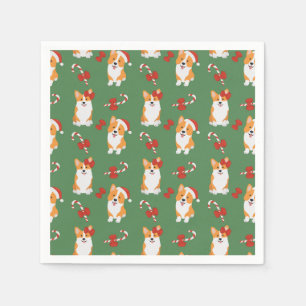Corgi Christmas Candy Cane Pattern Servet
