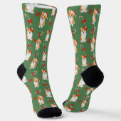 Corgi Christmas Candy Cane Pattern Sokken (Gebogen)