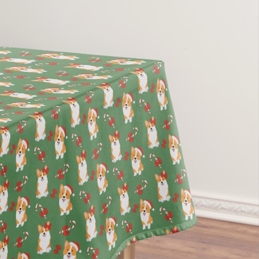 Corgi Christmas Candy Cane Pattern Tafelkleed (Voorbeeld)