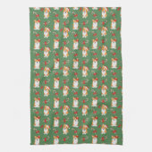 Corgi Christmas Candy Cane Pattern Theedoek (Verticaal)
