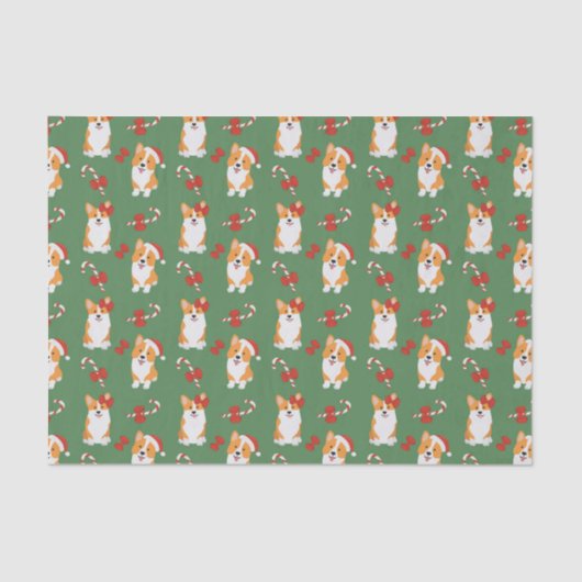 Corgi Christmas Candy Cane Pattern Tissuepapier (Voorkant)