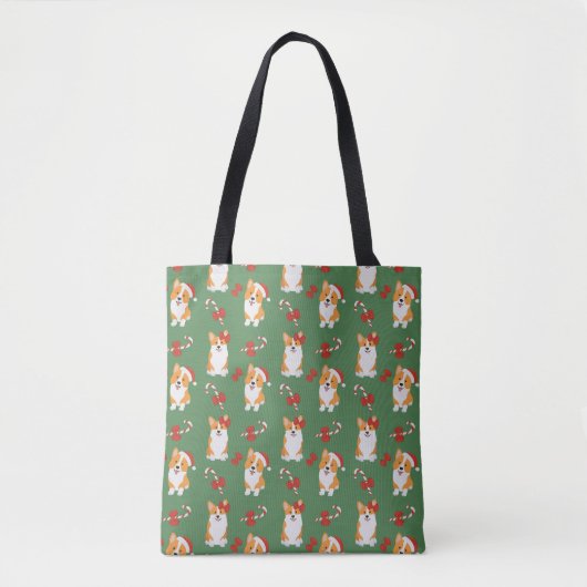 Corgi Christmas Candy Cane Pattern Tote Bag (Voorkant)