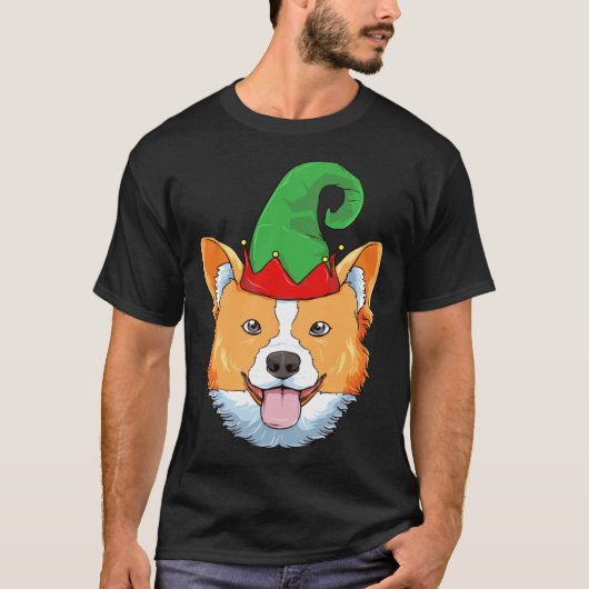 Corgi Christmas Elf Hat  Christmas Dog Holiday T-shirt (Voorkant)