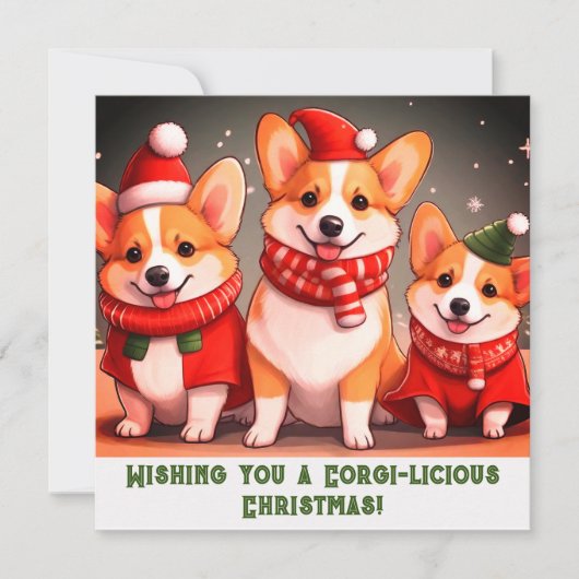  Corgi Christmas Flat Kaart (Voorkant)