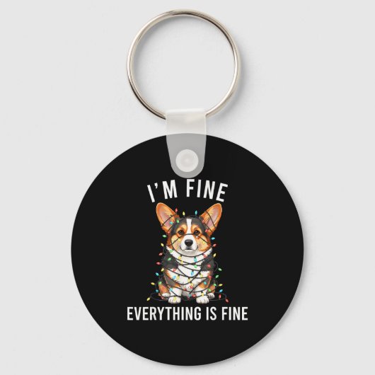 Corgi Christmas I'm Fine Everything Is Fine Sleutelhanger (Voorkant)