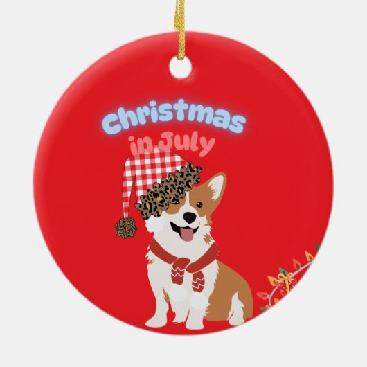 Corgi Christmas in July Ornament (Achterkant)