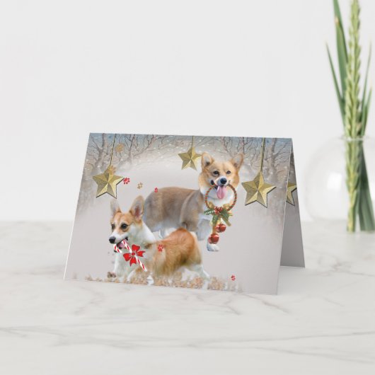 Corgi Christmas Joy Feestdagen Kaart (Voorkant)