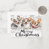 Corgi Christmas Kaarten Notitiekaartje (Voorkant / Achterkant in situ)
