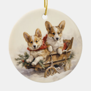 Corgi Christmas Keramisch Ornament