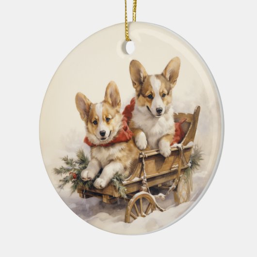  Corgi Christmas Keramisch Ornament (Links)