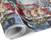 Corgi Christmas Red Truck Holiday Cadeaupapier (Rol Hoek)