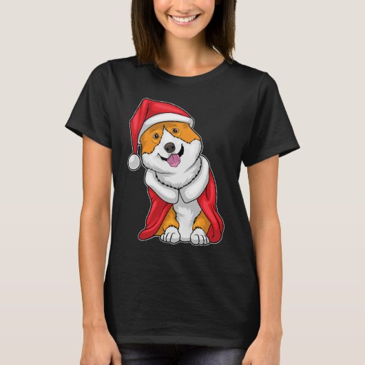 Corgi Christmas Santa hat T-shirt (Voorkant)