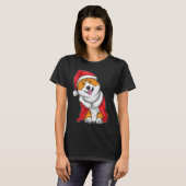 Corgi Christmas Santa hat T-shirt (Voorkant volledig)