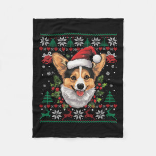 Corgi Christmas Santa Ugly Sweater Hondenliefhebbe Fleece Deken