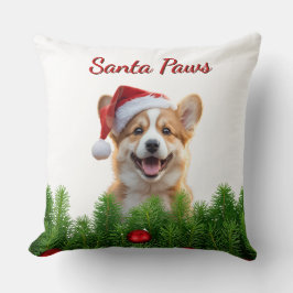 Corgi Christmas Throw Pillow – Santa Paws Design Kussen