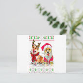 Corgi Christmas Tree Lights Santa Hat Pajama Ugly Briefkaart (Staand voorkant)