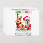 Corgi Christmas Tree Lights Santa Hat Pajama Ugly Briefkaart (Voorkant / Achterkant)