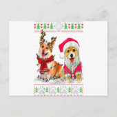 Corgi Christmas Tree Lights Santa Hat Pajama Ugly Briefkaart (Voorkant)