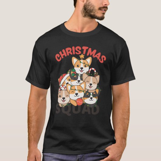 Corgi Christmasree Christmas Squad Dogs friend T-shirt (Voorkant)