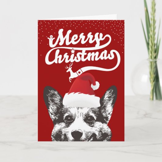 Corgi Clause Vrolijke Kerst Rode Vakantie Feestdagen Kaart (Voorkant)