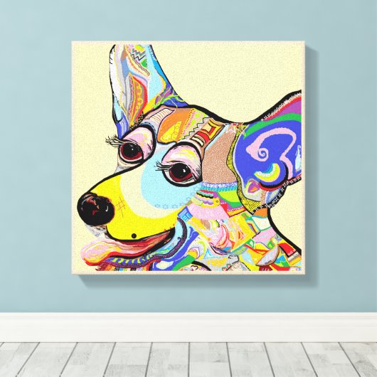 Corgi Close Up Canvas Afdruk (Insitu (Houten vloer))