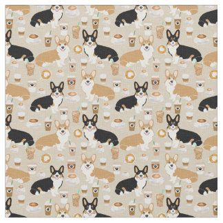 Corgi Coffee - cardigan corgi dogs Stof
