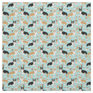 Corgi Coffee Fabric - getricoltreerde en rode corg Stof