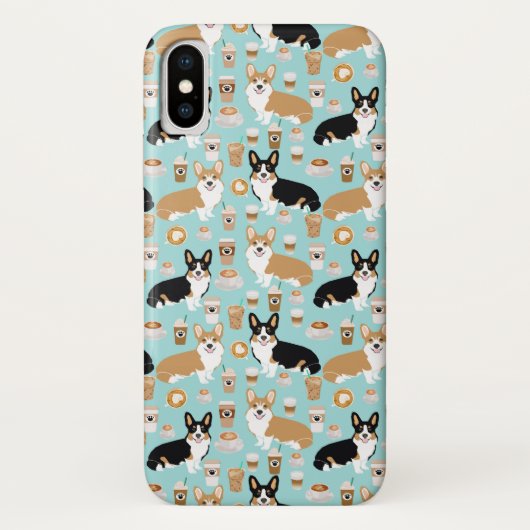 Corgi Coffee iPhone hoesje - Cardigan corgi's (Achterkant)