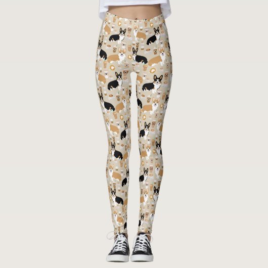 Corgi Coffee Leggings - cardigan corgis (Voorkant)