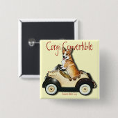 Corgi Convertible Vierkante Button 5,1 Cm (Voorkant /achterkant)